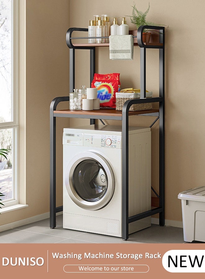 DUNISO Over the Washing Machine Storage Rack, 2-Tiers Drum Washer Dryer Stand Shelves, Space Saving Bathroom Balcony Organizer Rack,Large Capacity Laundry Shelf for Home, Hotel - Image 1